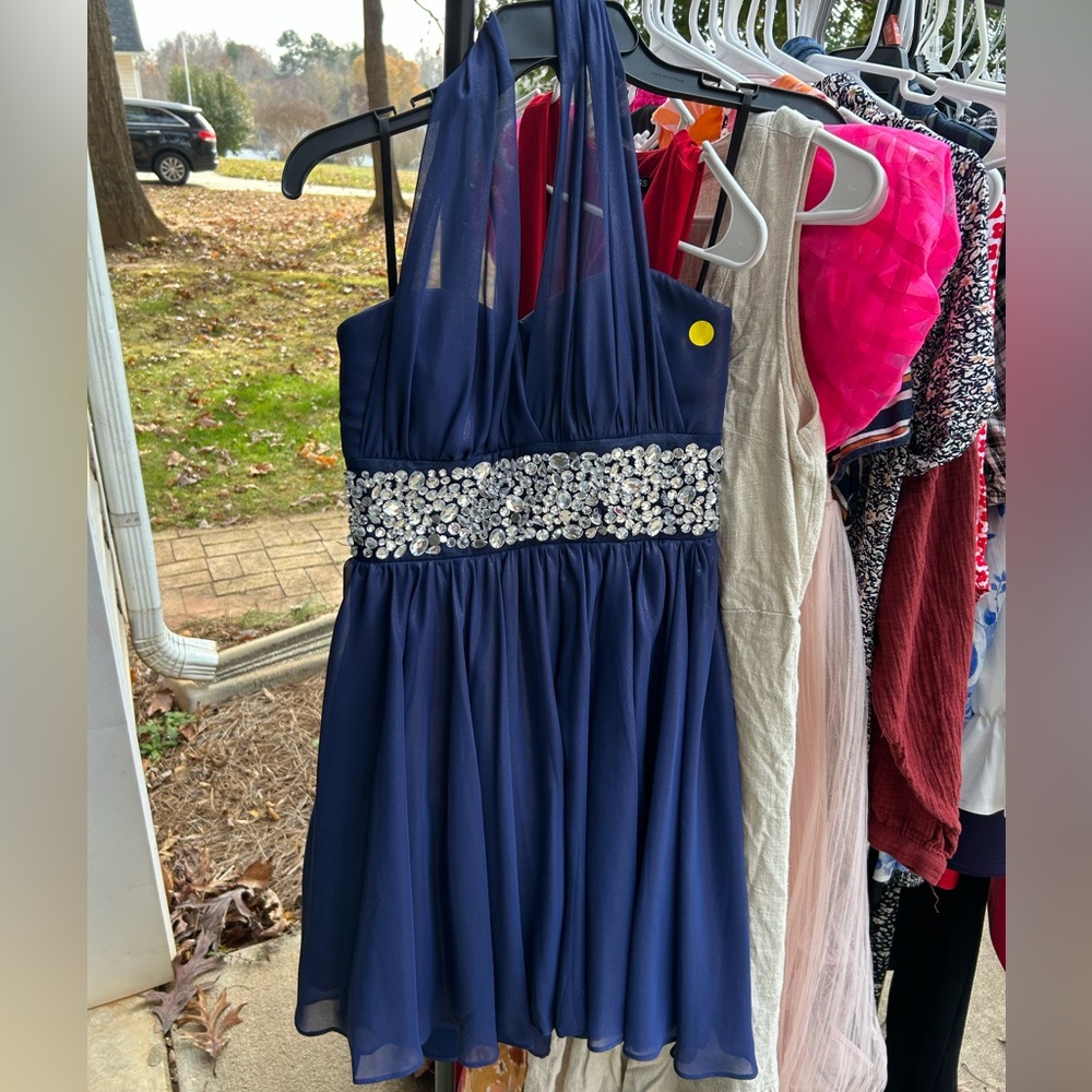 Jodi Kristopher Royal Blue Kids Dress with Silver Accents